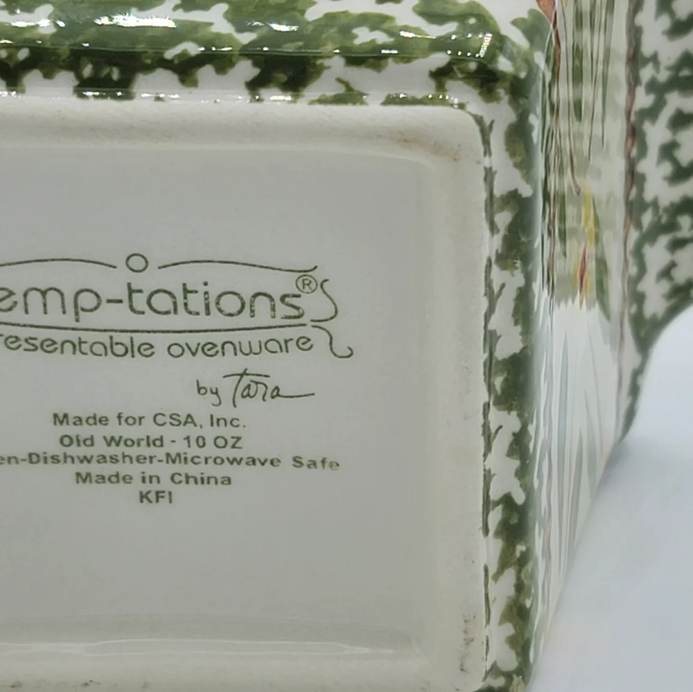 Temp-tations by Tara Old World Green 10oz Ramekins Set of 2 Handpainted Bakeware